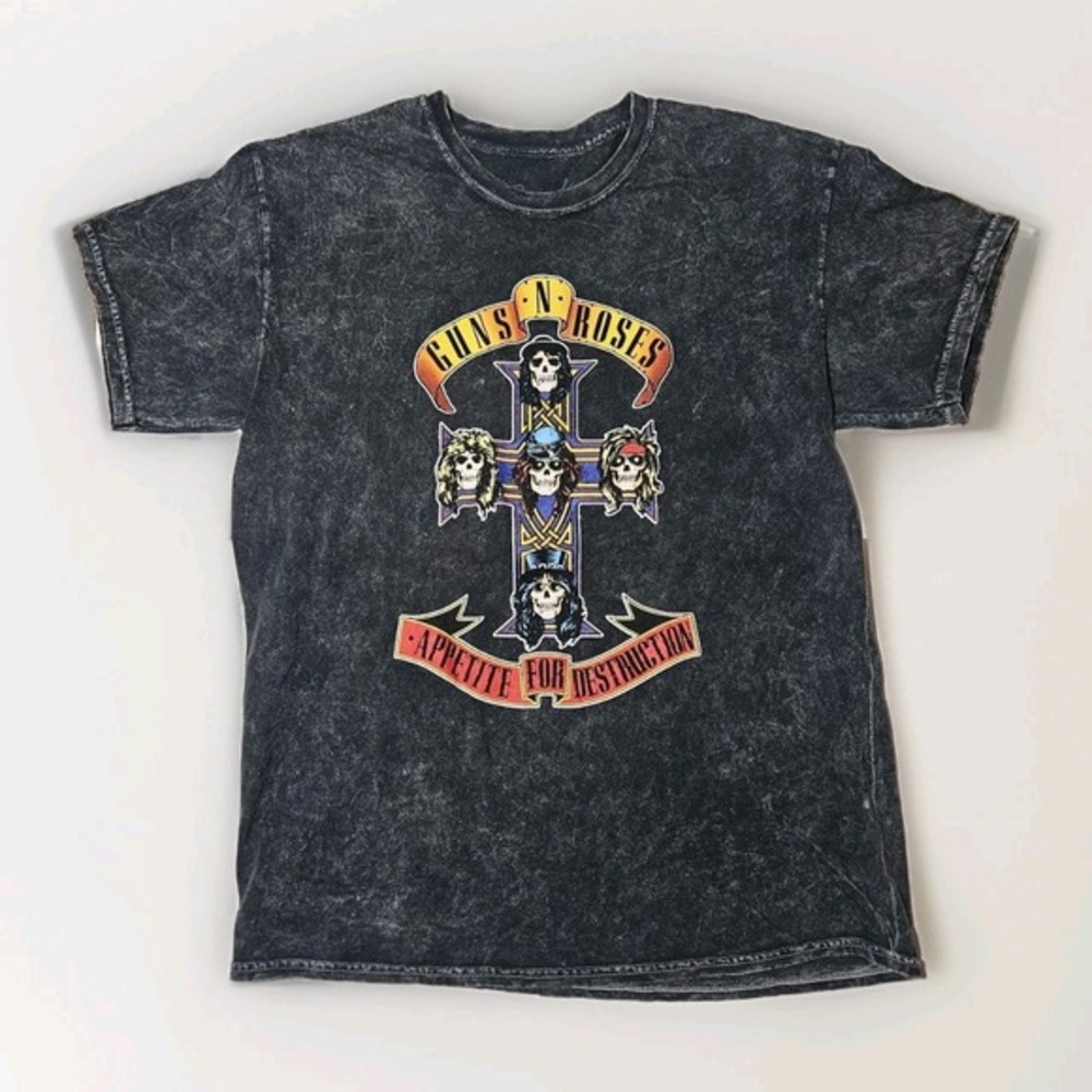 Guns N Roses Appetite For Destruction T-Shirt Large Denim Blue‎ Cross Logo Band